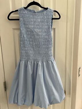 Light Blue Girls' Smocked Bubble Hem Dress